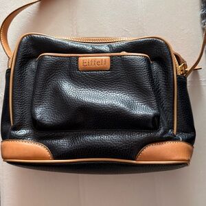 Eiffel -  Paris -  Black and Tan Crossbody Bag Vintage camera bag style.